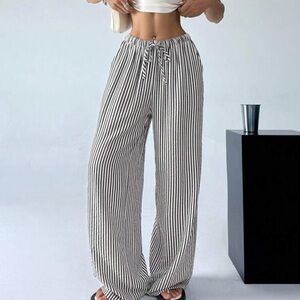 Striped Black and White Women's Pants